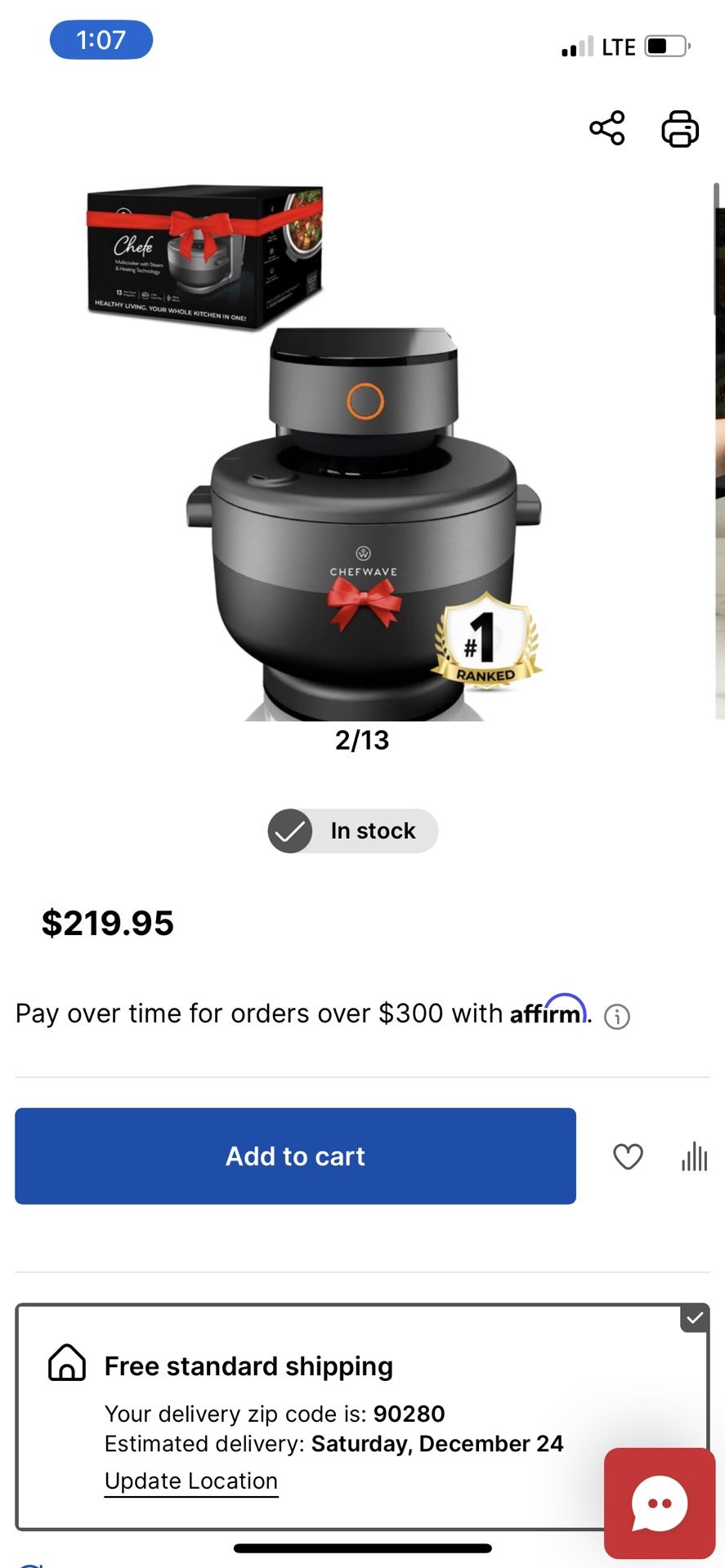 ChefWave Chefe 13-in-1 Programmable 4 Qt. Multicooker, Small Non-Stick Stainless Steel Crockpot/Slow Multi Cooker without Coating, Voice Alerts, 360 I