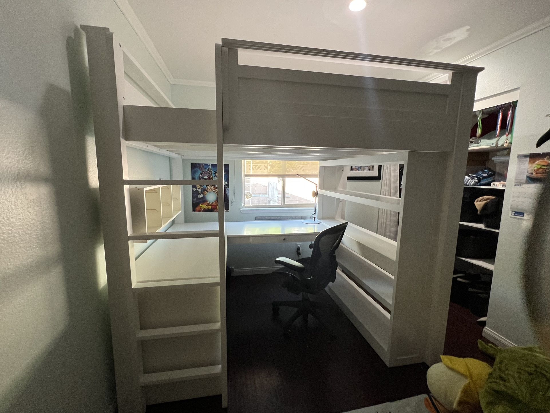 Custom Solid Wood Bunk Bed And Desk/organizer Built To Last A Lifetime - Full Size
