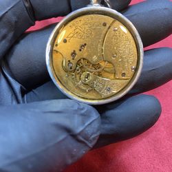 Vintage Waltham Pocket Watch Encased In Silver 1921 Morgan Dollar Pendant