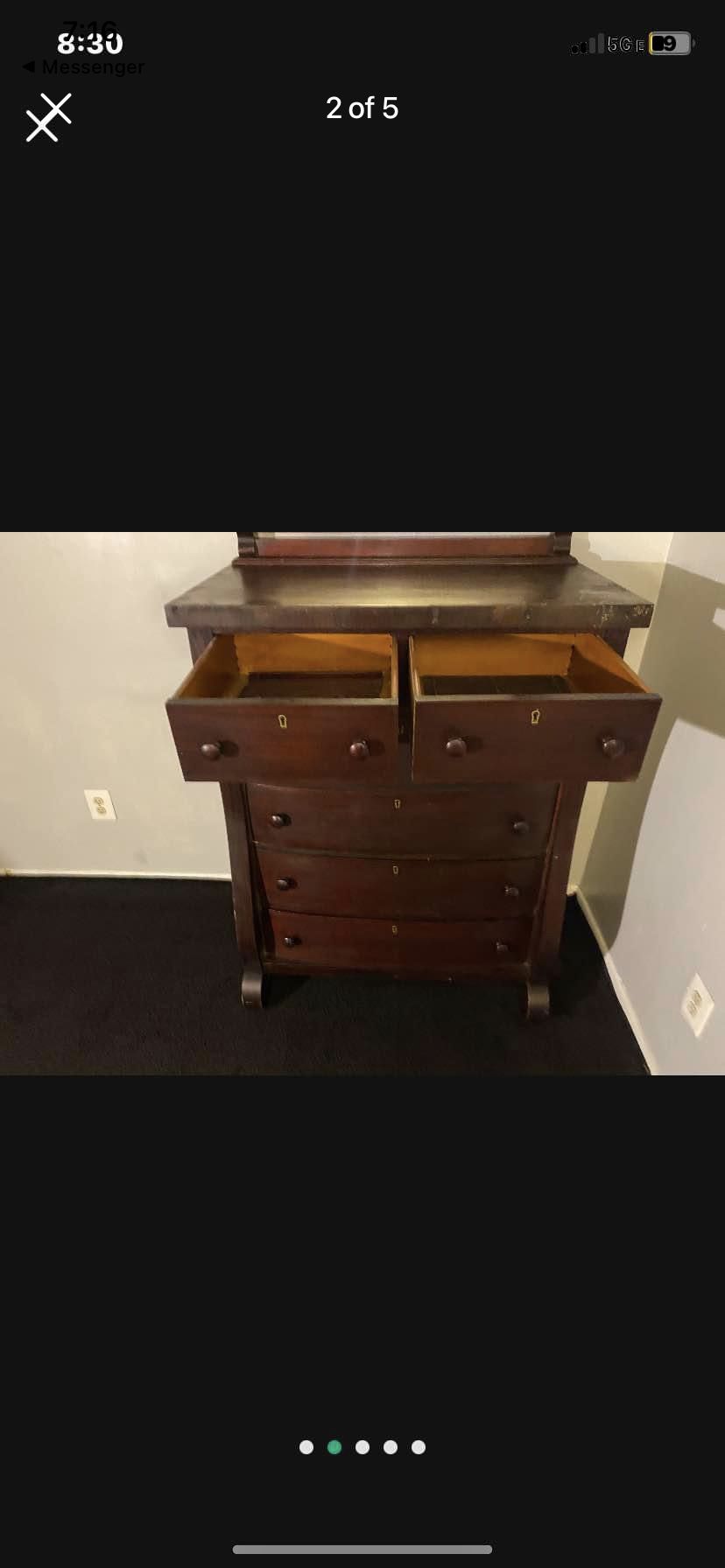 Large Antique Dresser With Mirror 