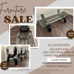 Klaussner Quantam Glass Table Trio - Coffee + End Tables