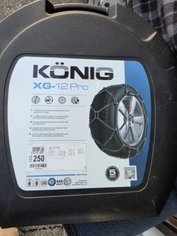 KÖNIG XG-12 PRO Snow Chains No. 250 Open Box Never Used 

See photos for details of condition and tire size compatability. 