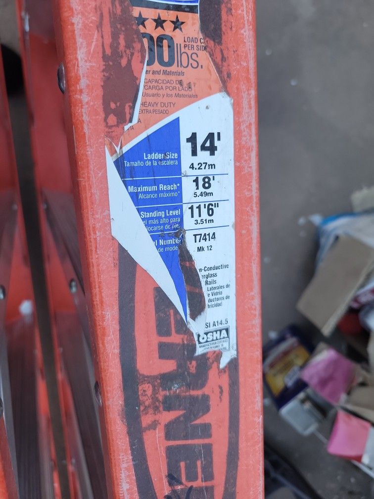 Werner 14' Twin Step Fiberglass Ladder