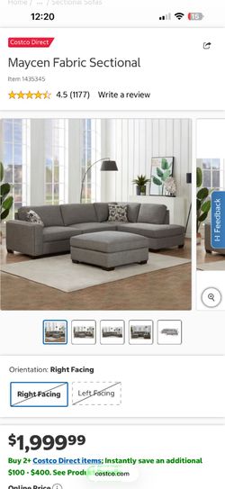 Maycen Fabric sectional sofa from costco