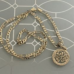 Tree Of Life Pendant With Message For Mom Engraved With Chain Necklace 22” 4mm