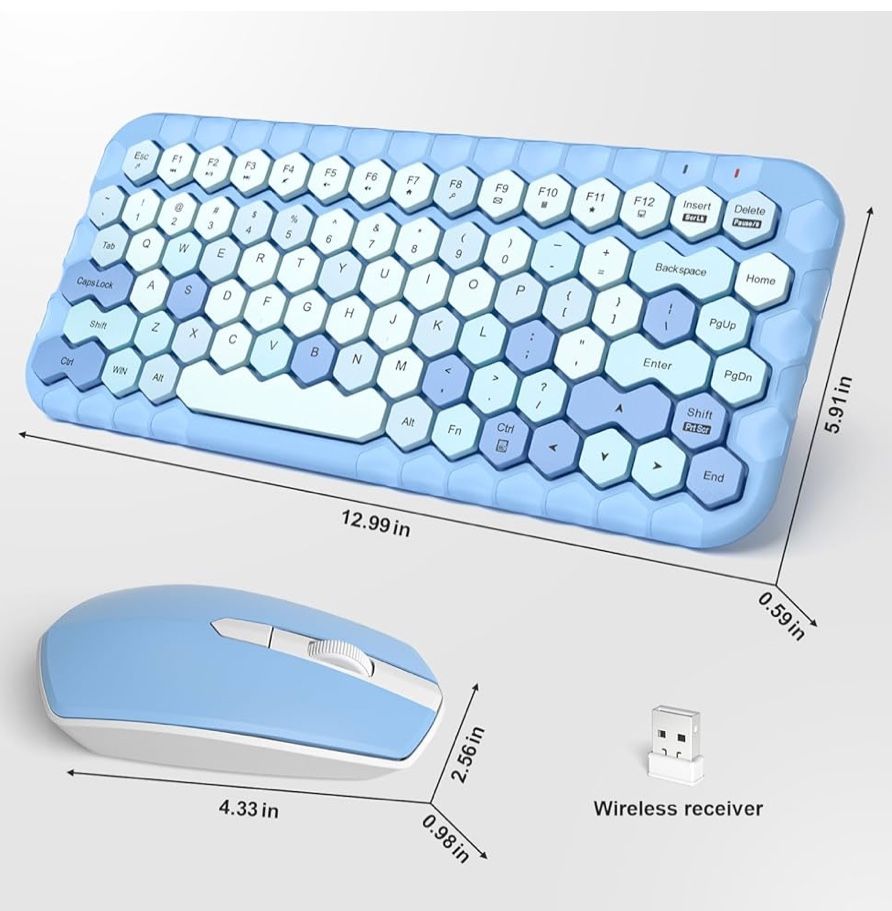  Colorful Computer Wireless Keyboard and Mouse Combo