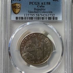 1952 Cuba 40 Centavos Coin In PCGS AH58