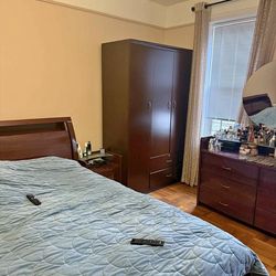 (FREE DELIVERY)Queen size Bedroom Set -Bed, Dresser, Wardrobe, Nightstands. was 4k new.