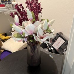 Gray Vase with Florals