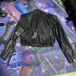 MGR black Leather crop Jacket Womens  Sz M 