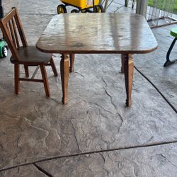 Kids Table One Chair Solid Wood