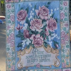 Floral Tapestry Wall Hanging Plant some Happiness in life's Garden by Vicky Howard 34" x 26" Roses Flowers

- Holmdel NJ8