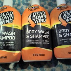 Hunting Dead Down Wind Body Wash/Shampoo, 3 Bottles New