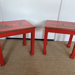 Pair Of Vintage Lacquer Side Tables 