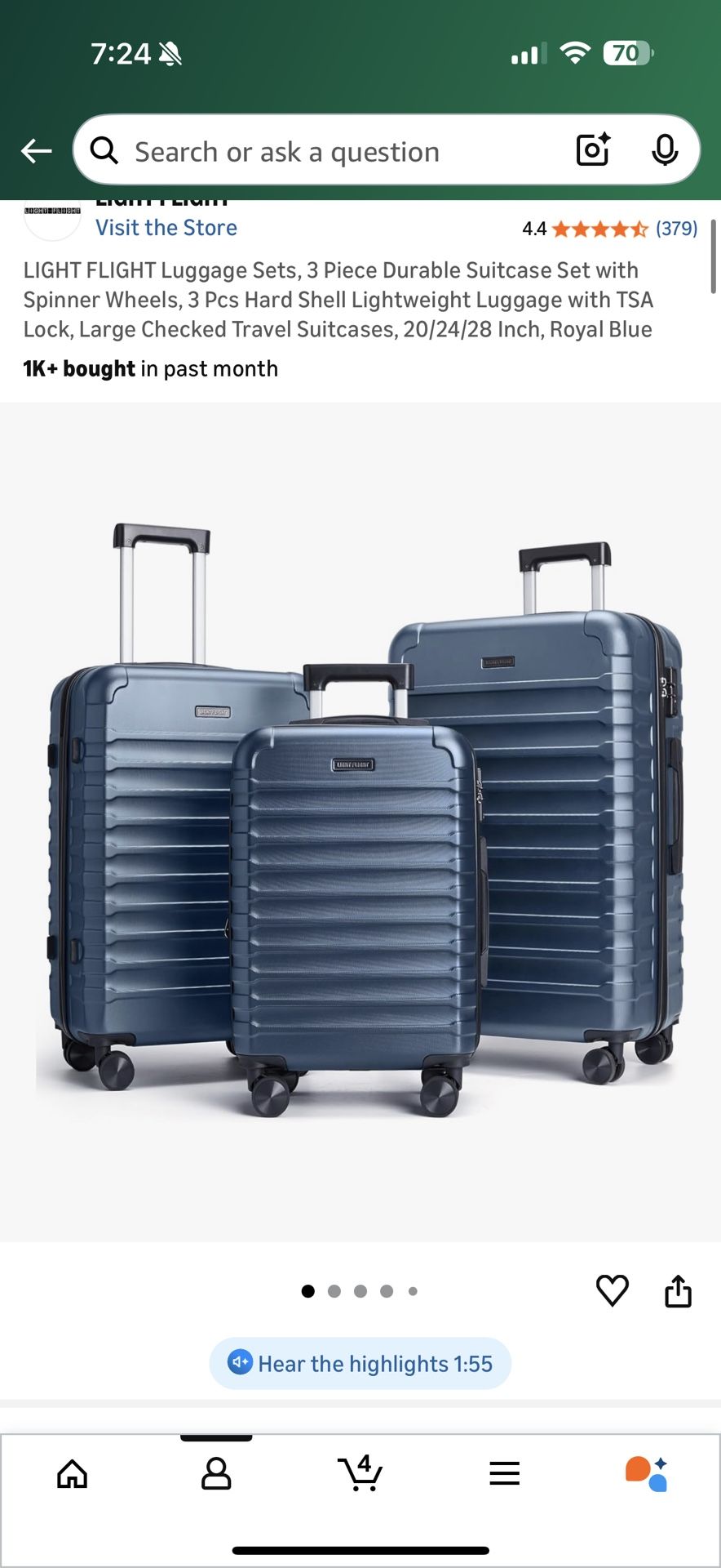 Light Flight 3 Piece Luggage Set