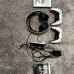 PS headset, Controllers With wireless Charger And Games