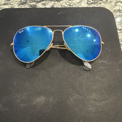 Authentic Ray-Ban Aviator Sunglasses – Blue Mirror Lenses