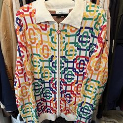 Casa Blanca  Rainbow Monogram Zip Up Jumper
