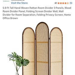 *BRAND NEW IN BOX* 3-Panel Rattan Room Divider
