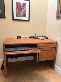Oak desk with file drawer