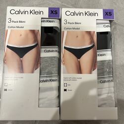 Calvin Klein Women’s 3-Pack Cotton Modal Bikini Underwear – Black/Gary/White XS