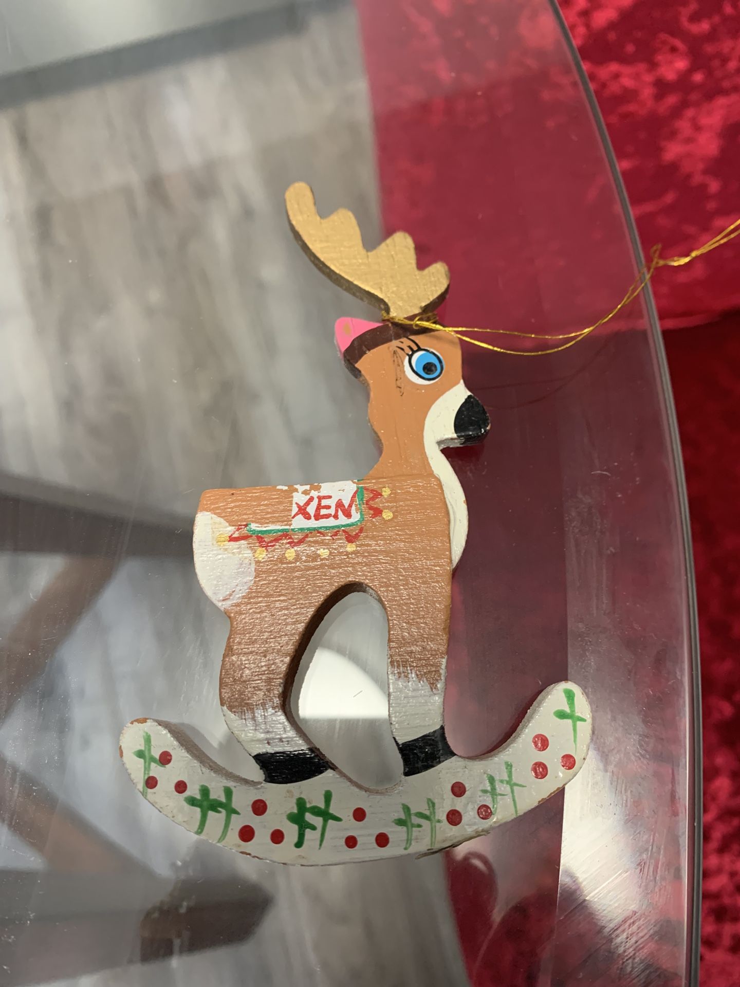 KURT S. ADLER VIXEN WOODEN REINDEER ORNAMENT