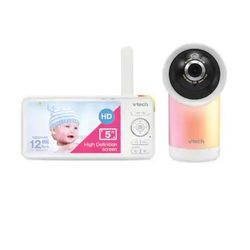 VTech - 1080p Smart WiFi Remote Access 360 Degree Pan & Tilt Video Baby Monitor with 7” Display, Night Light - White