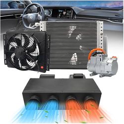 Treeligo 12v Under Dash AC 12000 BTU Under Dash Air Conditioner with Heating Cooling,Universal 12 Volt A/C Kit System for Classic Car, Automotive, Tru
