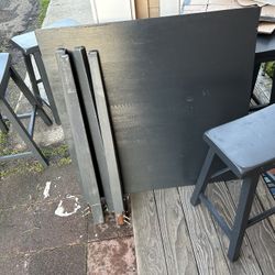 Black Square Table With 4 Stools