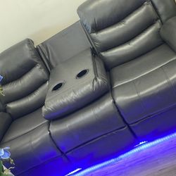 Sofa And Loveseat Recliner. Faux Leather. Gray. Ask For Price 