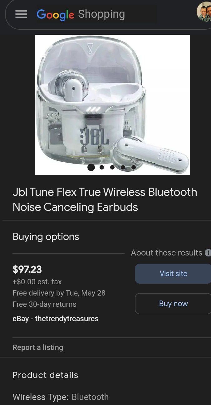JBL Tune Flex Noise Canceling  Earbuds.
