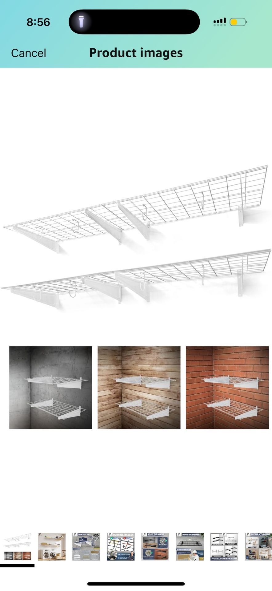 white industrial shelves