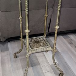 VINTAGE CAST BRASS & MARBLE TOP  STAND- SIDE TABLE