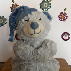 PRAYING BLUE BEAR SOFT PLUSH! SAYS “NOW I LAY  ME DOWN TO SLEEP PRAYER .  12 Inches