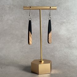 Handmade Wood + Resin teardrop Earrings 