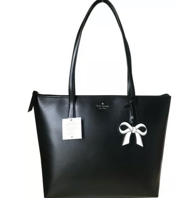 Kate Spade Cassy Large Tote Shoulder Bag Leather Black 100% Authentic