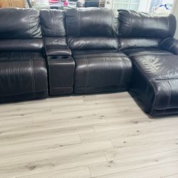 Pure leather recliner sofa with extra leather chair and ottoman