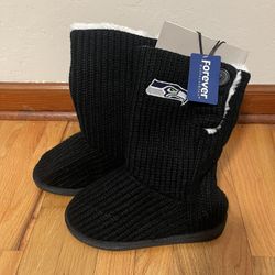 Seattle Seahawks Foco Knit Button Boot Slippers Size- M