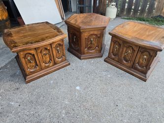 3 matching vintage side end tables