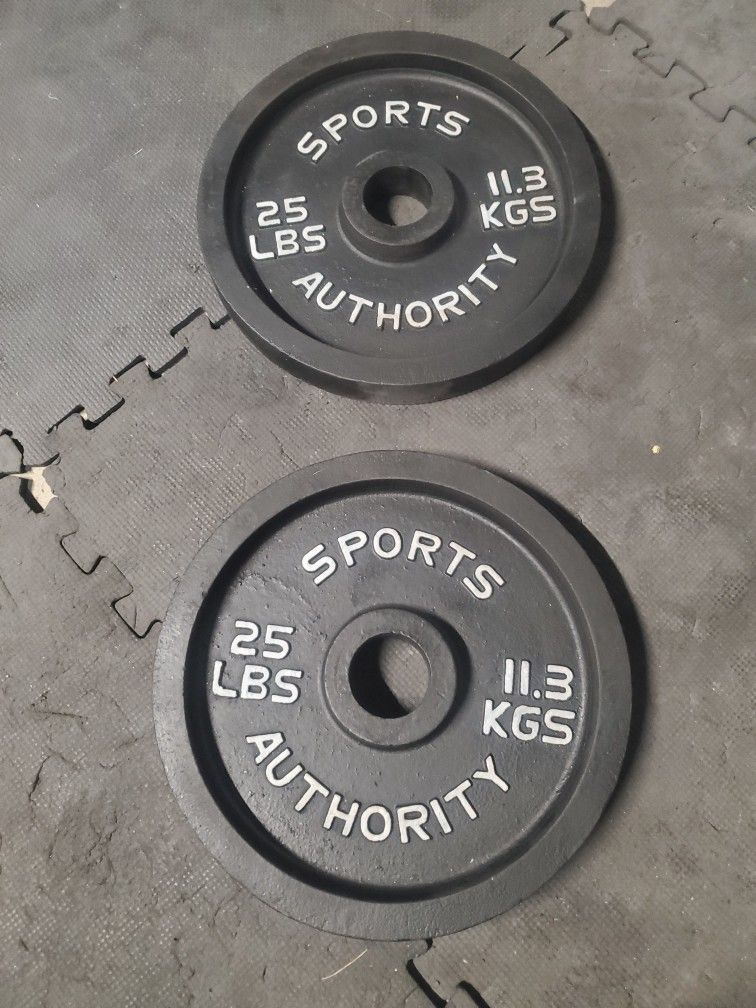 Set Of 2x25lbs Olympic Weights Thats 50lbs Together..