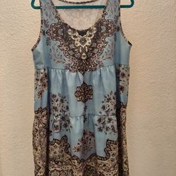 Blue Floral Print Dress Size Large $7