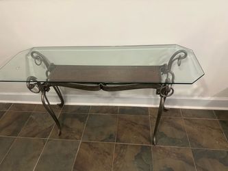 Glass and metal sofa table