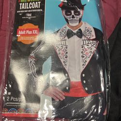 Halloween Costume Day Of The Dead Tailcoat With Mock Shirt