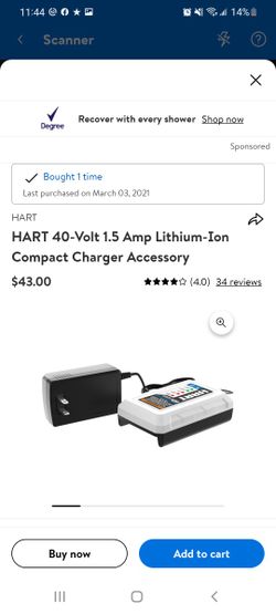 Hart 40 Volt 1.5 Amp Lithium Ion Compact Charger Accessory 
