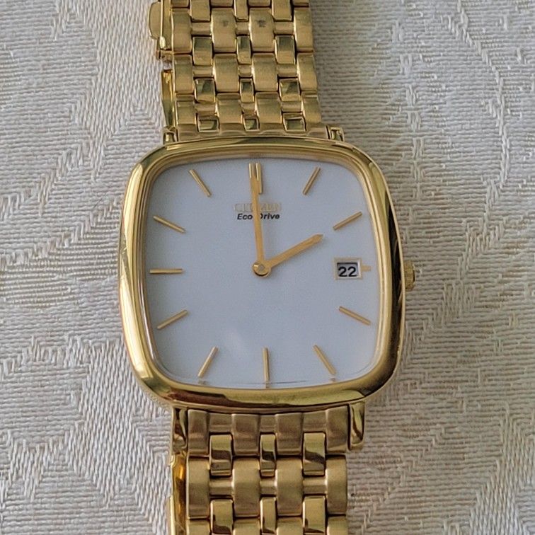 VINTAGE CITIZEN ECO-DRIVE MEN'S WATCH, GOLD PLATED.