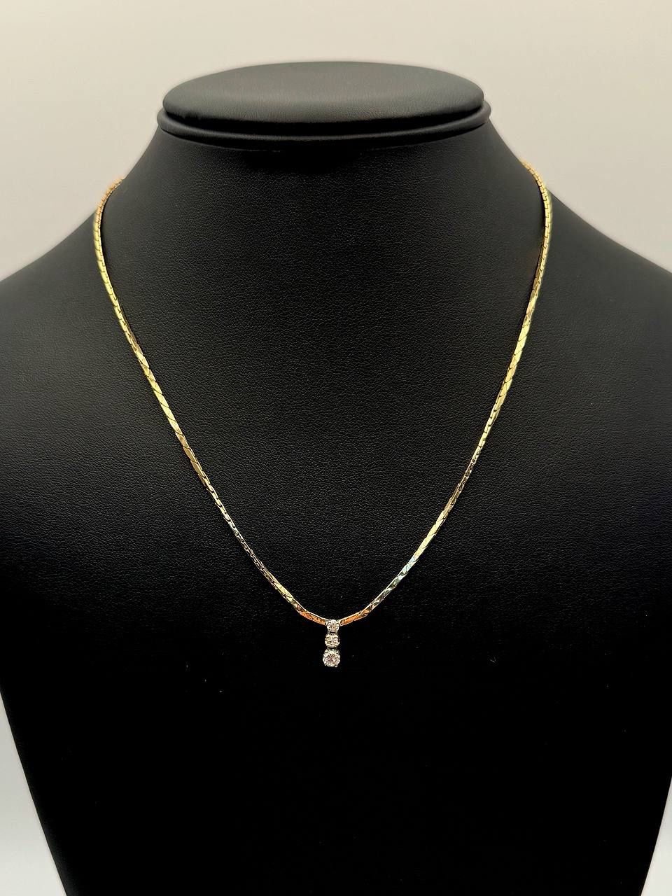 Jewelry 14k solid yellow gold triangle link chain diamonds 0.3CTW necklace 18β 8.30 grams