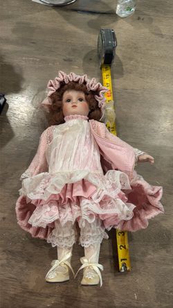 Porcelain Collector Doll in Pink Lace Dress