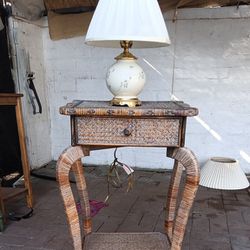 Antique Table With Lamp