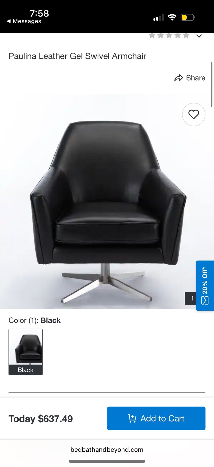Paulina Leather Gel Swivel Armchair