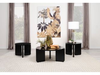 Cordova Black 3-piece Solid Wood Coffee and End Table Set